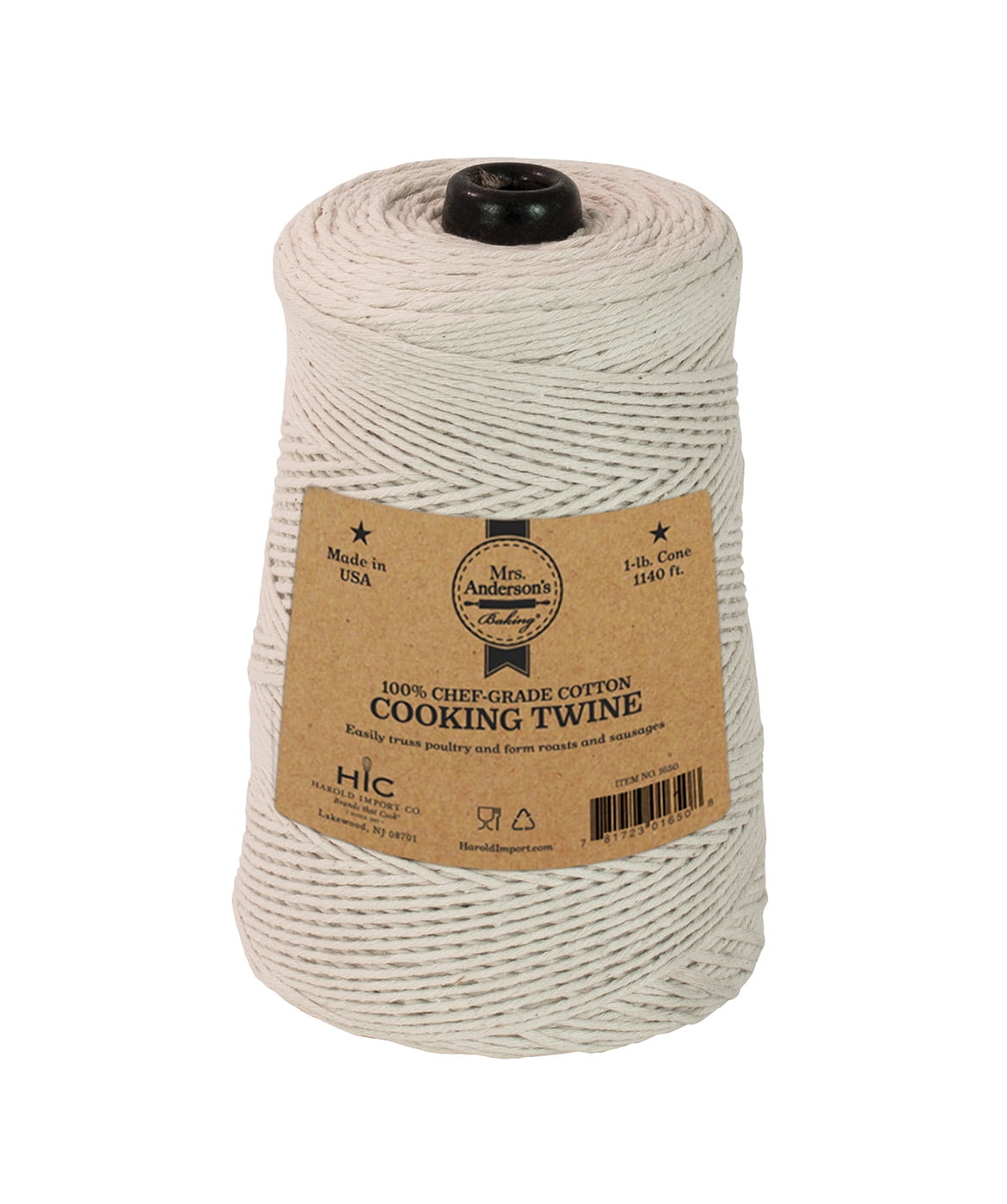 Mrs. Anderson's Baking Cooking Twine, 1Pound Cone, AllNatural Cotton