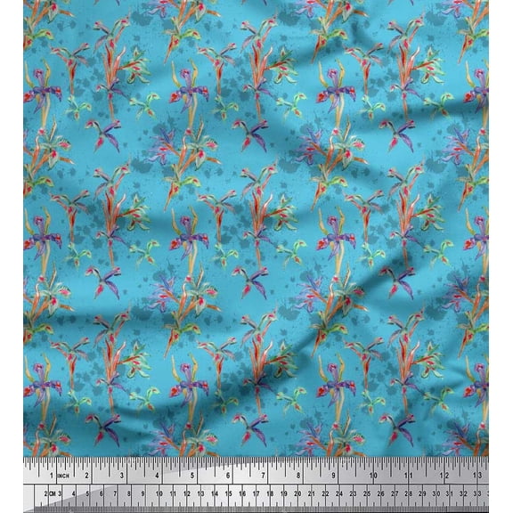 Soimoi Cotton Duck Fabric Leaves & Floral Artistic Printed Craft Fabric by the Yard 42 Inch Wide