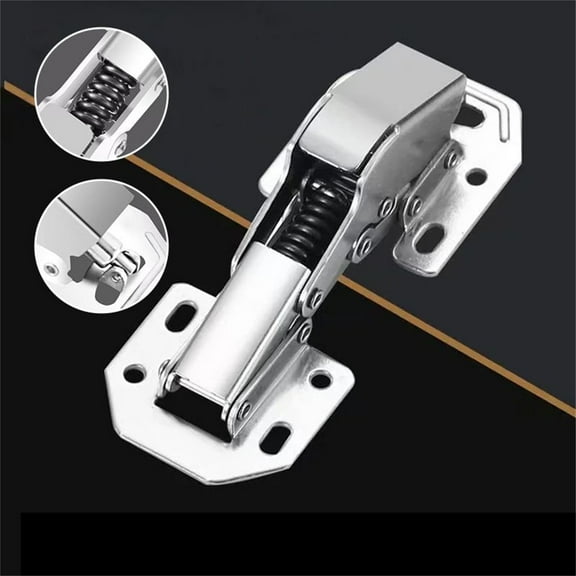 No Drill Hinges, Cabinet Door Hinges, 5 Inch Stainless Steel Cushioning Hinges, Thickened Damping Buffer for Quiet Closing