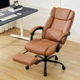 thumbnail image 3 of Executive Office Chair with Footrest,Thick Leather Office Chair with Lumbar Support,90-155°Adjustable Reclining Chair,Comfy Ergonomic Computer Desk Chair for Home Office Brown, 3 of 7