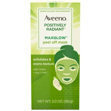 - 2 Pack - AVEENO Positively Radiant MaxGlow Peel Off Exfoliating Face Mask with Alpha Hydroxy Acids, Moisture Rich Soy &