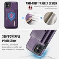 thumbnail image 5 of ELEHOLD Case for iPhone 11, Magnetic 2 in 1 Detachable Leather Wallet Case with Card Holder & Stand,Purple, 5 of 7