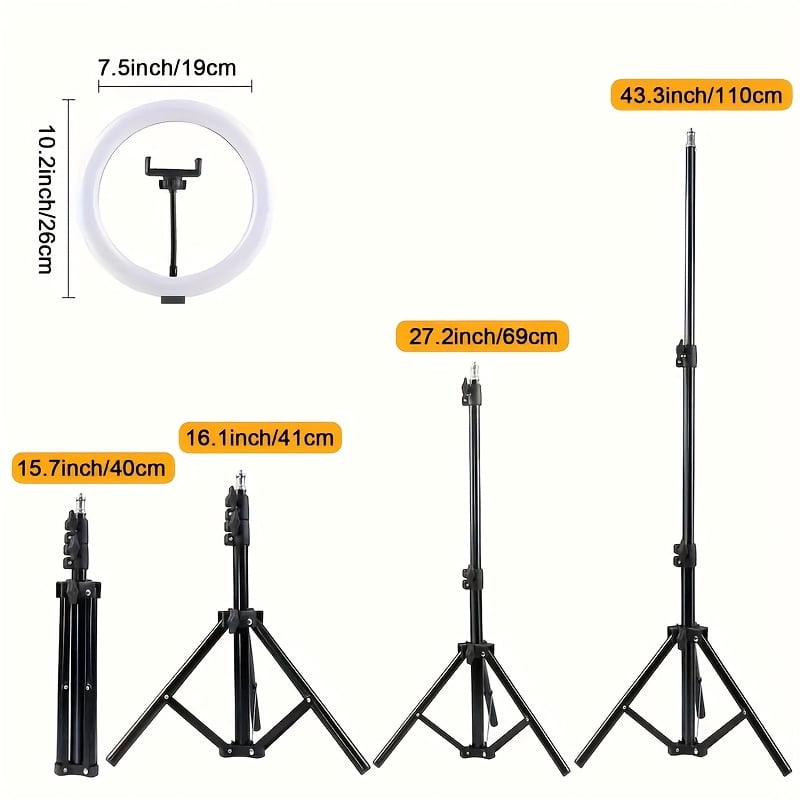 10-inch Ring Light with Stand, LED Ring Light And Phone Holder, Suitable for Smartphone Camera Photography, Live Streaming, Selfies, Studio Photo And Video Recording