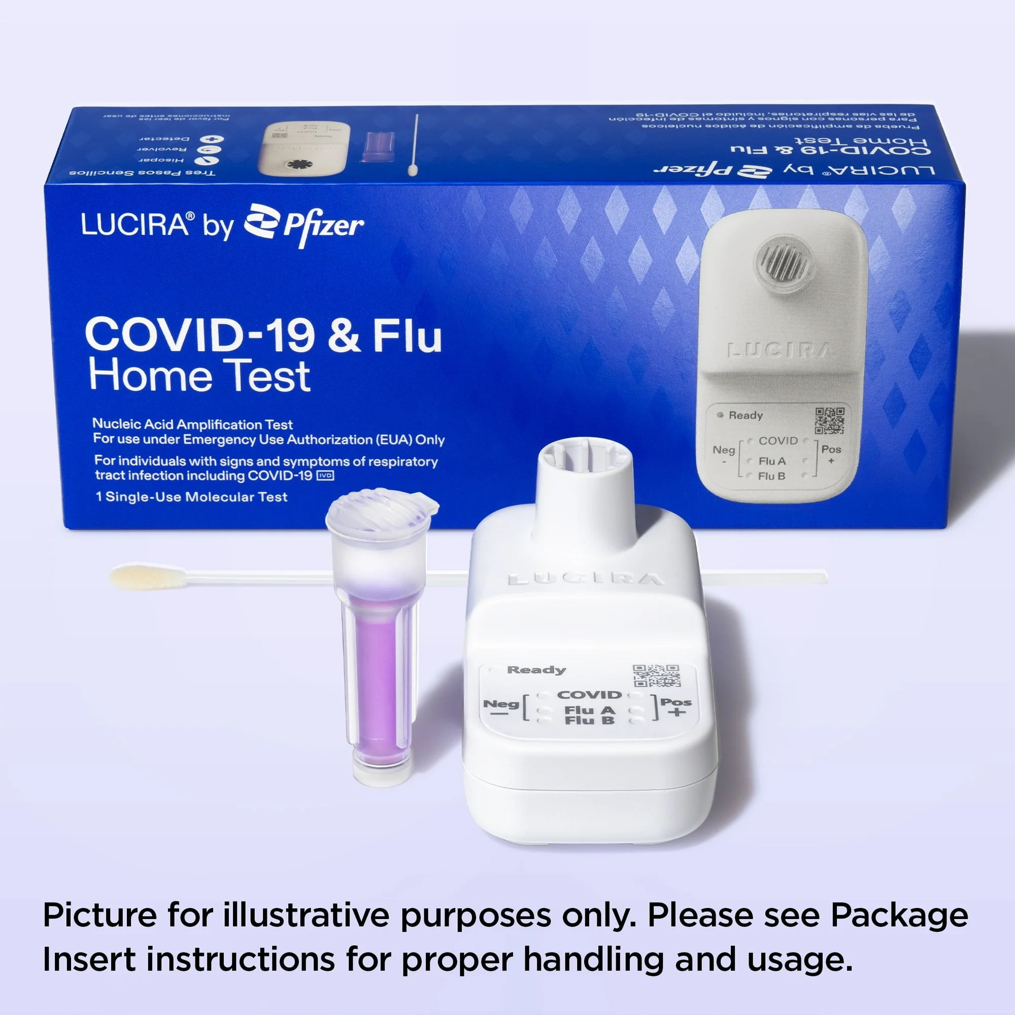 LUCIRA® by Pfizer COVID-19 & Flu Home Test, First and Only At-Home Molecular Test for COVID-19 and Flu A/B, Single-Use, Results in 30 Minutes, Emergency Use Authorized (EUA)