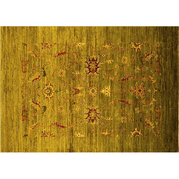 Ahgly Company Indoor Rectangle Oriental Yellow Industrial Area Rugs, 5' x 8'