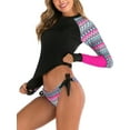 thumbnail image 2 of Women Rash Guard with String Bikini Two Piece Swimsuits Long Sleeve Bathing Suit, 2 of 8