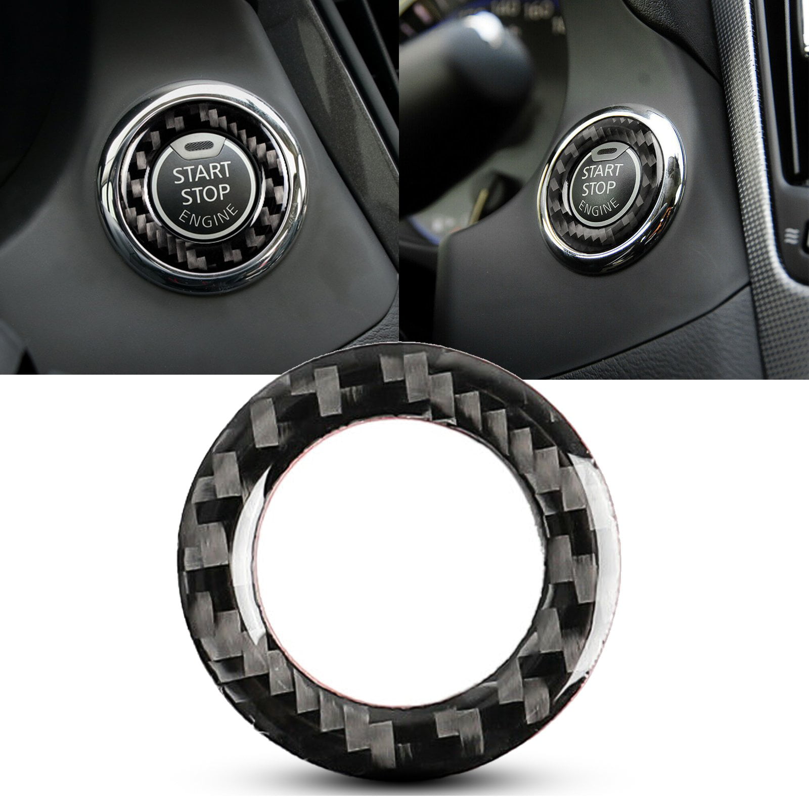 Steering Wheel Logo Sign 3D Decals Cover Trim Carbon Fiber Car Steering Wheel Sticker Cover Decor Fit for Infiniti Q50 Q60 2013 2014 2016 201 