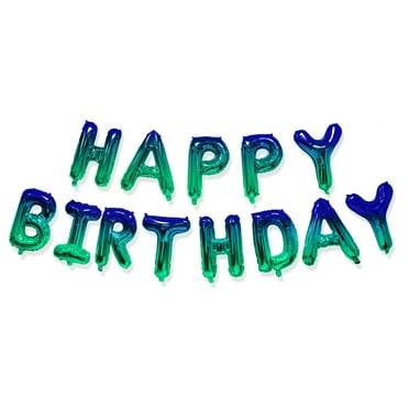 Blue/Green Ombre Happy Birthday Foil Balloon Banner, by Way To Celebrate