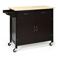 thumbnail image 1 of Pemberly Row MDF Pine & Rubber Wood Rolling Kitchen Island Cart in Brown Finish, 1 of 12