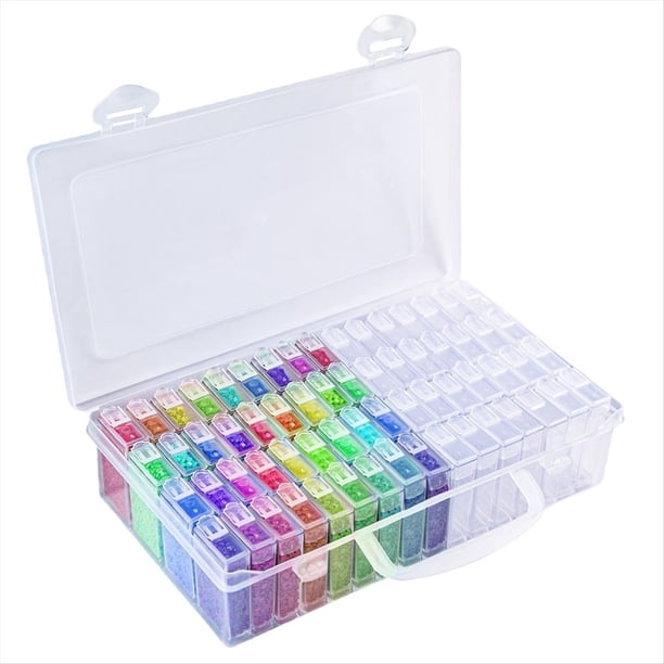 Caja de Almacenamiento Pintura Diamante 64 Rejillas, Organizadora PortáTil Cuentas Semillas, Contenedor PláStico para DecoracióN UñAs DIY