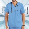 thumbnail image 2 of Super Soft Multi Pocket V Neck Relaxed Fit Scrub Tops for Men- Cotton Fabric Medical/Health Care Uniform, 2 of 2