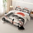 thumbnail image 3 of Homewish Japanese Landscape Twin Quilt Set,Sunset Ink Painting Twin Coverlet Set,Red Cream,2pcs, 3 of 7