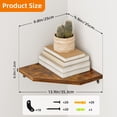 thumbnail image 3 of Fairy Rustic Corner Floating Shelves Set of 6, Brown Wall Mounted Corner Shelf for Living Room, Bedroom, Bathroom, Kitchen Farmhouse Decor, 3 of 7