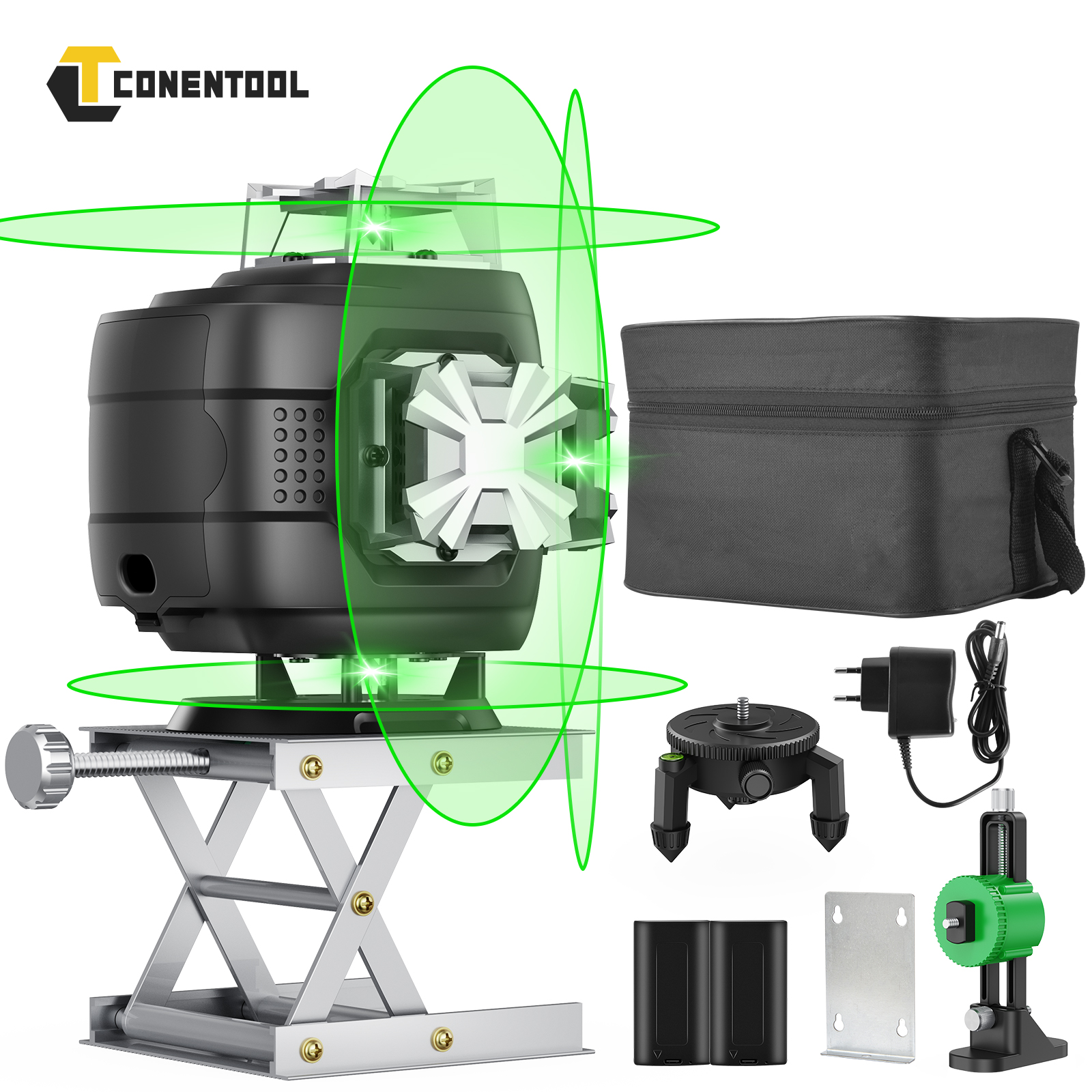 360° 4D Cross Line Laser Level Green Beam 16 Lines SelfLeveling Laser