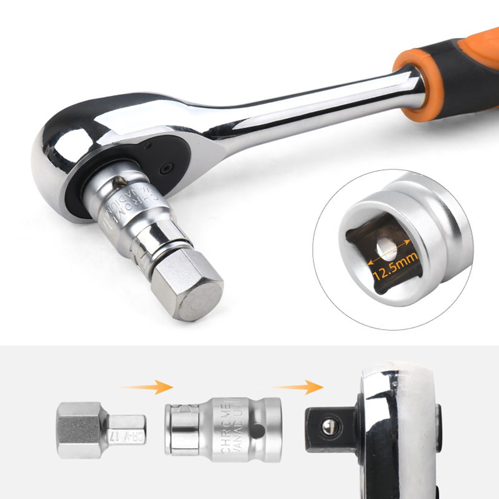 6-Piece Hex Bit Socket Set 14/17/19/22/24mm 1/2-inchx10mm for Electric Wrench Chromium- Vanadium Alloy Steel Repair