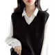 thumbnail image 1 of Suéter Dama Con Cuello V Chaleco De Punto De Moda, 1 of 4