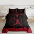 thumbnail image 2 of Homewish Teens Baseball Print Full Size Comforter Sets, Black Crismon Abstract Bedding Comforter Set, Cartoon Sports Theme Reversible Bedding Sets, Microfiber Bedroom Decor, 3 Pieces, 2 of 8