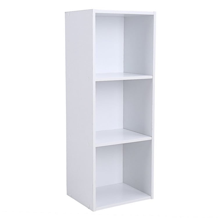 Walfront 3 Tier Open Bookcase Wood Storage Bookshelf Display Shelf