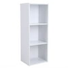 Walfront White 3-Tier Bookshelves Set Open Bookshelves and Bookcases Cube Storage Wood Shelving Unit Bookcase DIY Closet Organization System, 13*4*35 Inches