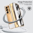 thumbnail image 2 of Decase for Samsung Galaxy Z Fold 6 Case with Hinge Protection, Ultra Thin Built-in Screen Protector Kickstand Back Cover,Wireless Charger Compatible,Rugged Protection Slim Z Fold 6 Case,White+Gold, 2 of 7
