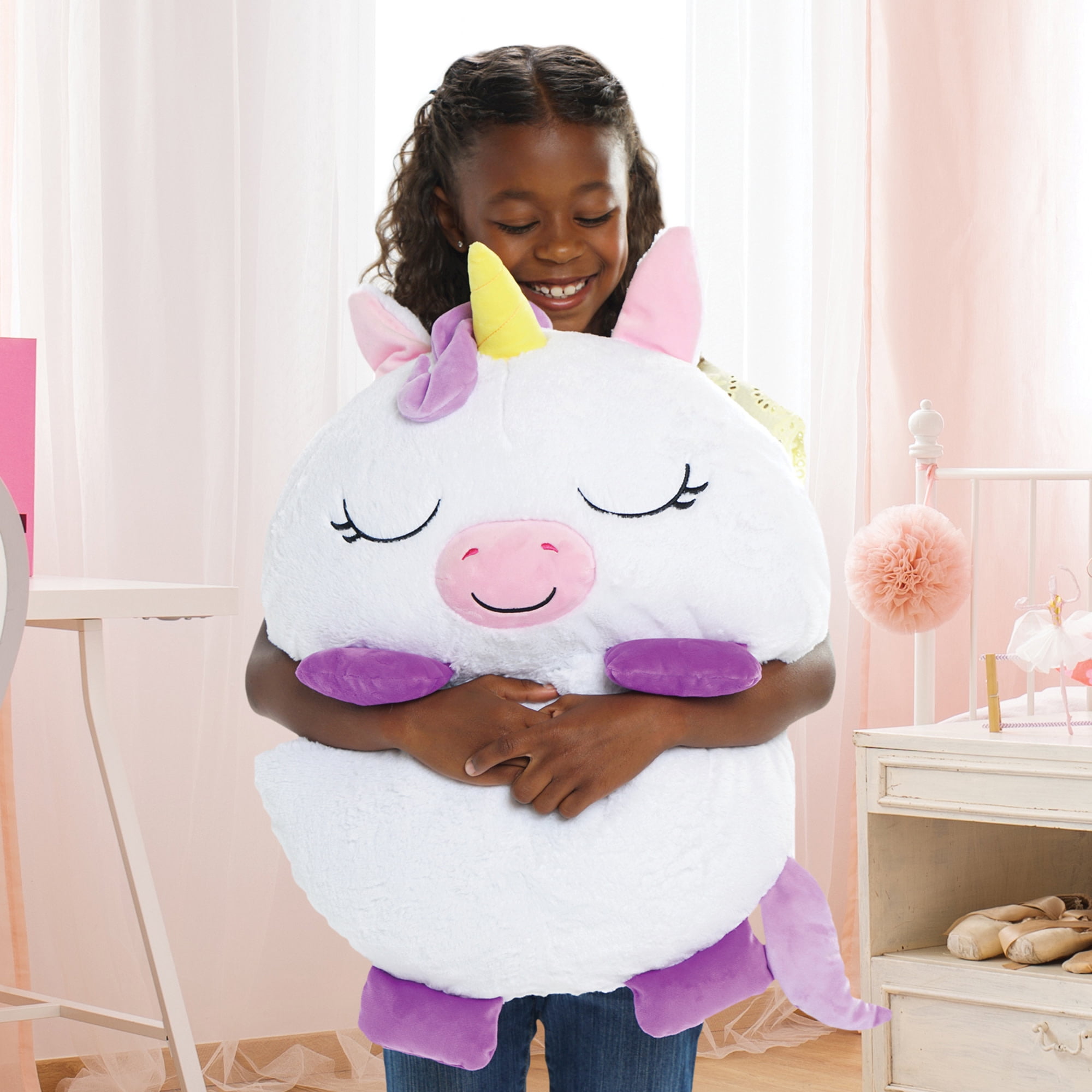 Happy Nappers: Pillow & Sleepy Sack: Large - White Unicorn - 66 x 30", 2-In-1: Plush Animal Opens To Sleeping Bag, Soft Play & Nap Character, Kids 7+