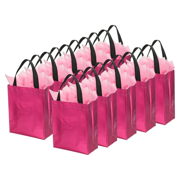 10"x8"x4" Gift Bags with Tissue for Presents 12 Set Reusable Non-Woven Gift Bags