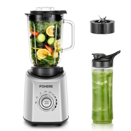 FOHERE Blender for Kitchen, 50 Oz Glass Professional Blenders for Smoothies and Shakes With 1 Tritan Jug, 5 Speeds, 3 Preset Programs, Peak 1300W