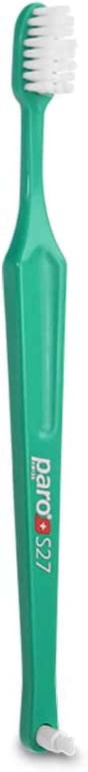 Paro S27 Toothbrush | Small Brush Head with Soft Bristles and Short Handle with Exchangeable Inter Space F | 27 Tufts | 12 Pack