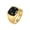 Gold Black Stone, variant on Men's Women's Stainless Steel Gemstone Chunky Signet Ring Big Cut Crystal Engagment Party Finger Jewelry Gold Red Stone Size 10