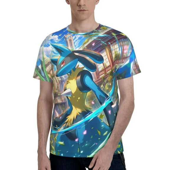 Lucario T Shirt For Men Women, Graphic Print Casual Unisex Short Sleeve Summer Funny Top Tees Shirt