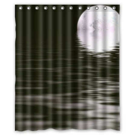 GreenDecor Best Ed Dark Moon Waterproof Shower Curtain Set with Hooks Bathroom Accessories Size 60x72