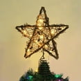 thumbnail image 6 of AYktou 10×12 Inch Christmas Tree Toppers with LED Light, Vintage Imitation Wood Ironwork Glowing Christmas Tree Top Star Accessories, Hollowed Pentagram Christmas Decorations Tree Topper Star, 6 of 6
