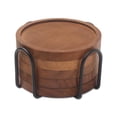 thumbnail image 5 of 5-Piece Set of Natural Wood Beverage Coasters with Storage Holder | Rustic Tabletop Decor for Contemporary Homes, Protective Surface Coverings for Drinks, Perfect for Holiday Gatherings, 5 of 6