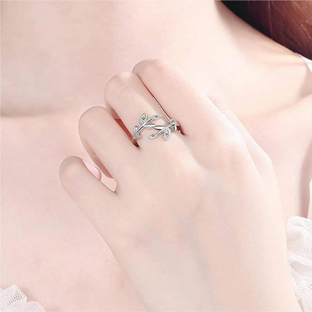 Fashion rings for women girlsclover flowers opening adjustable female hand  index finger ring