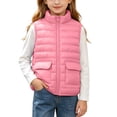 thumbnail image 2 of Spazoro Girls Lightweight Puffer Vest with Patch Pockets, Full Zip Sleeveless Solid Color Stand Collar Warm Quilted Outerwear Gilet Pink Size 4-5T, 2 of 9
