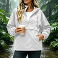 thumbnail image 2 of Women Half Zip Hooded Anorak Windbreaker Pullover Jacket with Pockets Casual Lightweight Windproof Outdoor Coat White, 2 of 9