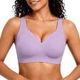 thumbnail image 5 of Siminsem Wireless Supportive Bra for Older Women Plus Size Full Coverage No Underwire Seamless Everyday Comfortable Wide Straps Back Smoothing Lifting Breathable Daily, Purple,XXXL, 5 of 9