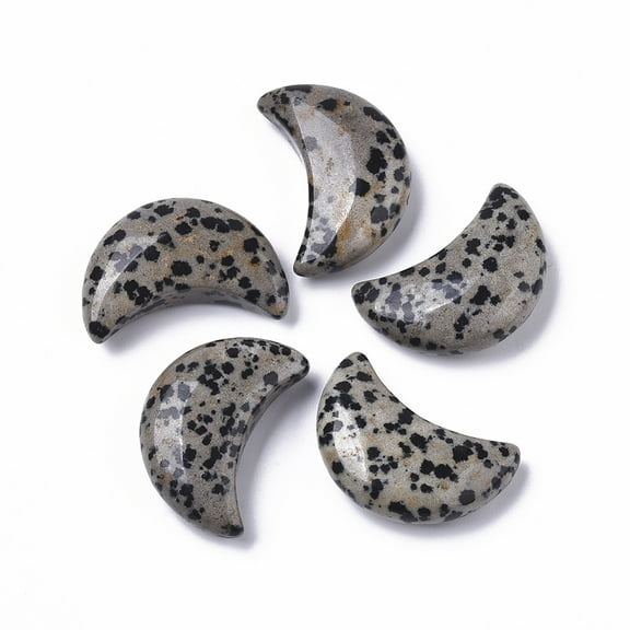 Moon Shape Natural Dalmatian Jasper Healing Crystal Pocket Palm Stones for Chakra Balancing Jewelry Making Home Decoration 30x20.5x9.5mm