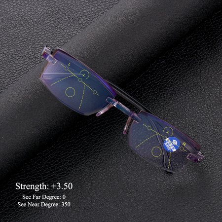 Vision Care Rimless Eyewear Computer Goggles Ultralight Diamond-cut Progressive Multifocal Reading Glasses Presbyopia Eyeglasses BLACK STRENGTH 3.50
