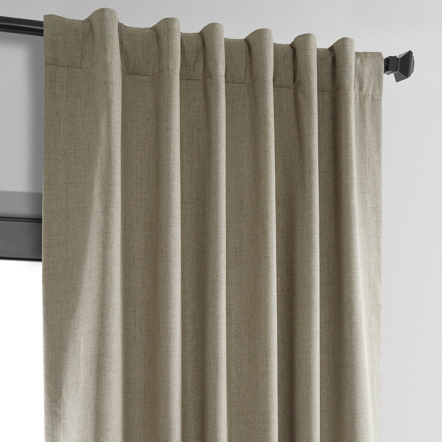 Exclusive Fabrics  Vintage Thermal Cross Linen Weave Blackout Curtains (1 Panel) Warm Taupe 50 X 120 120 Inches