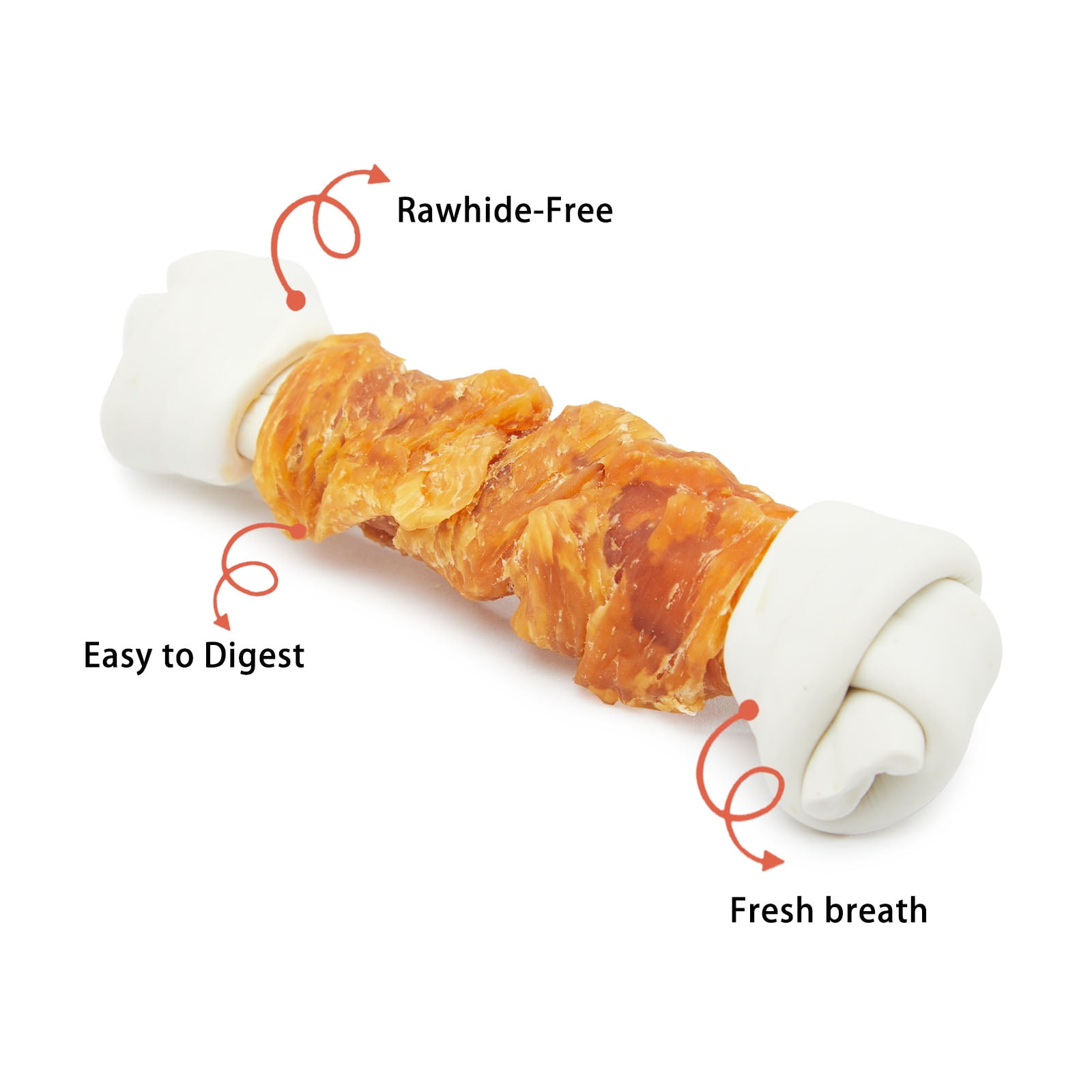 (2 pack) Jungle Calling Rawhide Free Chicken Wrapped Chew Dog Bones for Medium Large Dogs Training Treats