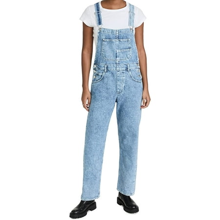 Free People Womens Ziggy Denim Overalls X-Large Powder Blue