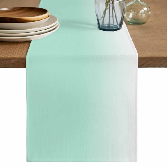 Table Runner 72 Inch Long - Green Gradient Art on White Decorative Table Scarf, Summer Style Dining Table Runners for Wedding Party Kitchen Dining Tables
