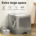 thumbnail image 3 of Cat Litter Box with Litter Scoop, Extra Large Foldable Enclosed Cat Litter Box with Lid, Front Entry Top Exit Kitty Box, Drawer Type Cat Litter, Easy to Clean (Grey), 3 of 9