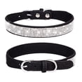 thumbnail image 1 of Conjunto combinado de correa de perro con collar de cachorro de perro y gato con diamantes de imitación de cuero de gamuza suave, 1 of 5