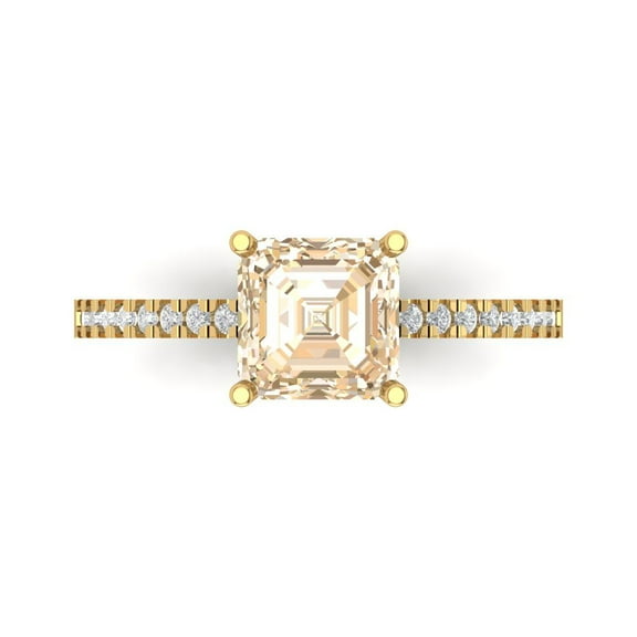 Solitaire with Accents Engagement Ring for Women - 2.7ct Natural Morganite in 14K Yellow Gold Promise Ring