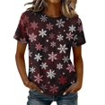 thumbnail image 2 of CLOISE Womens Short Sleeve Shirts Plus Size Christmas Snowflake Crew Neck Pullover Short Sleeve Tee Tops Slim Festive Holiday Photos Clothing L, 2 of 6