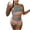 Gray, variant on Women's Crochet Halter Two Piece Outfit, Striped Top with Openwork Hollow Out Detail, Matching High Waist Shorts for Beach Travel and Vacation Style
