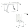 thumbnail image 2 of Modern Dining Room Set,71" White Dining Table Sets For 6,1 Table and 6 Chairs, 2 of 8