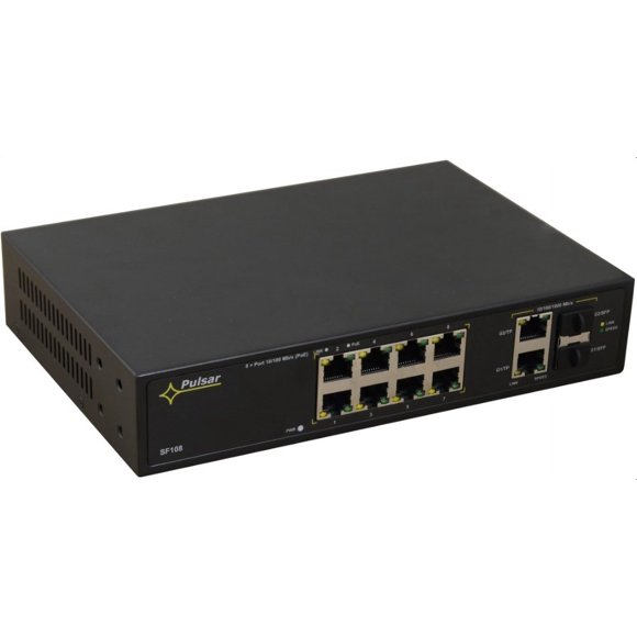 PULSAR Commutateur Réseau SF108-90W Ethernet Rapide (10/100) Puissance sur Ethernet (PoE) Noir